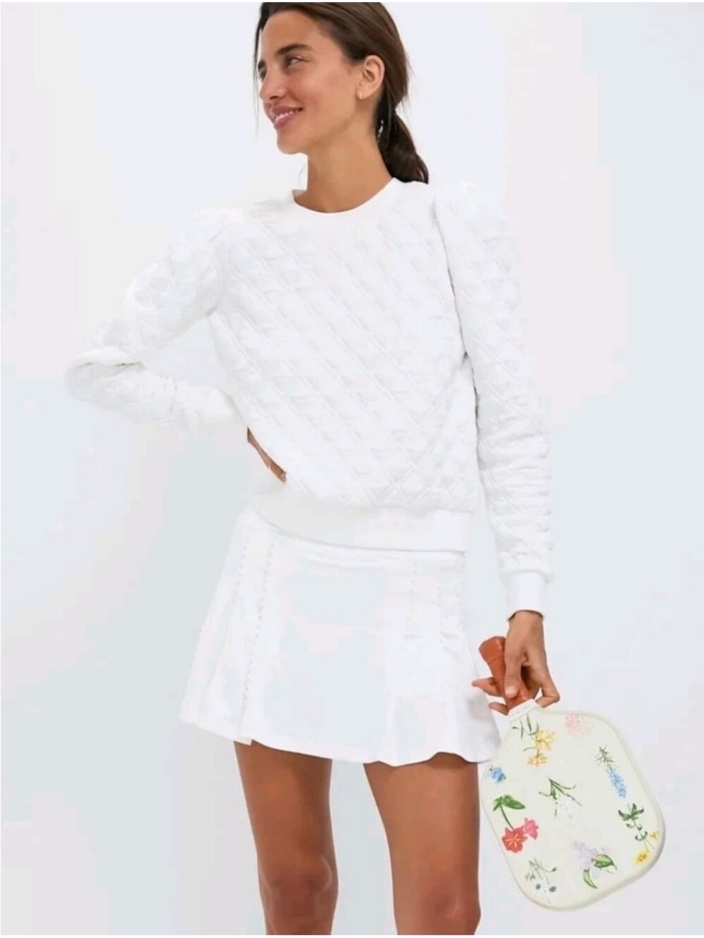 Tuckernuck Sport Quilted Puff Sleeve Campbell Pullover XL White